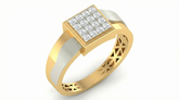 18K Gold & Diamond Square Ring For Men KRA60204