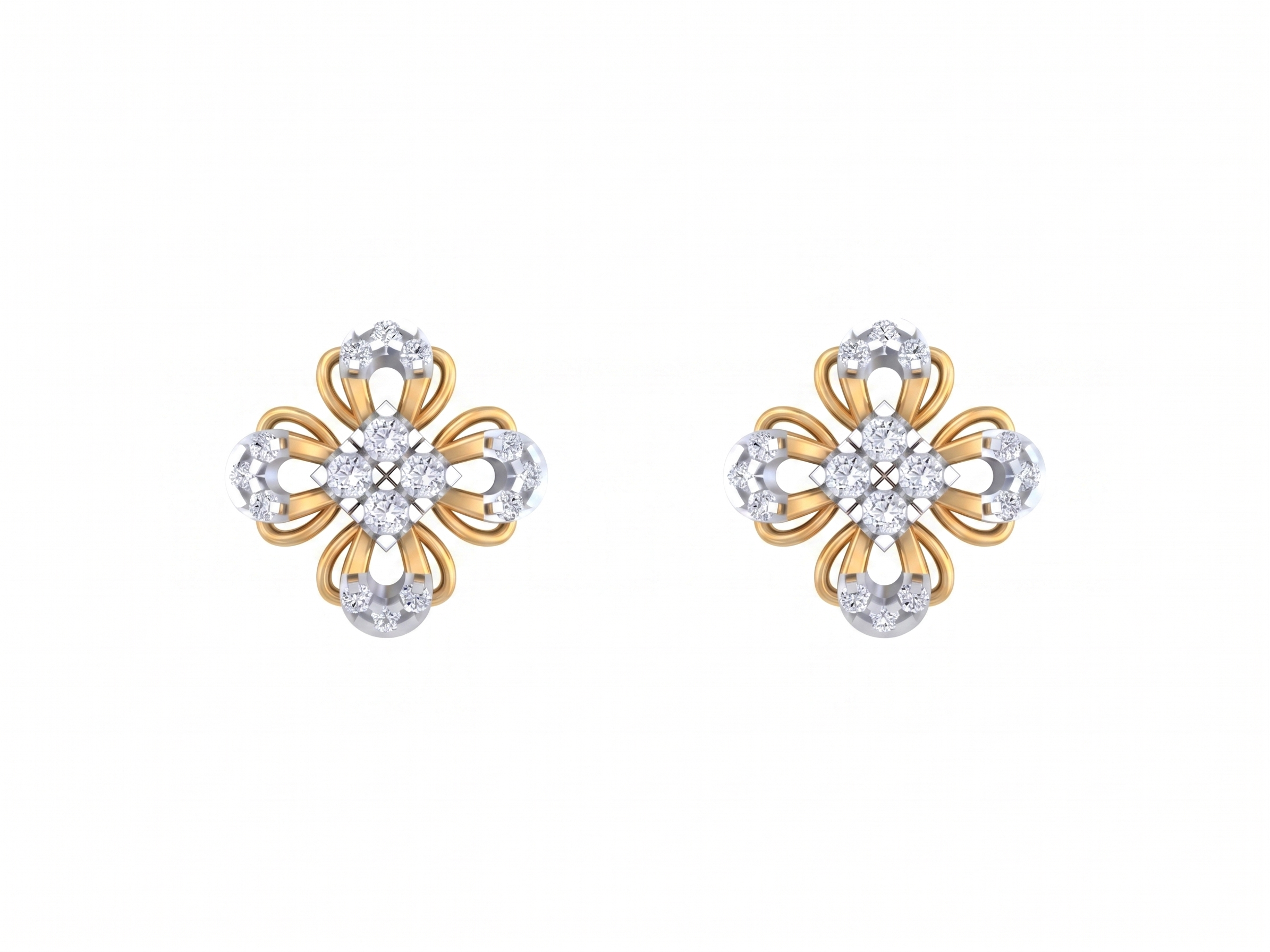 Floral Yellow Gold Diamond Earring | under 40k