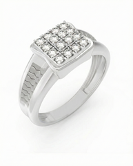 18K Gold & Diamond Square Ring For Men KRC60322