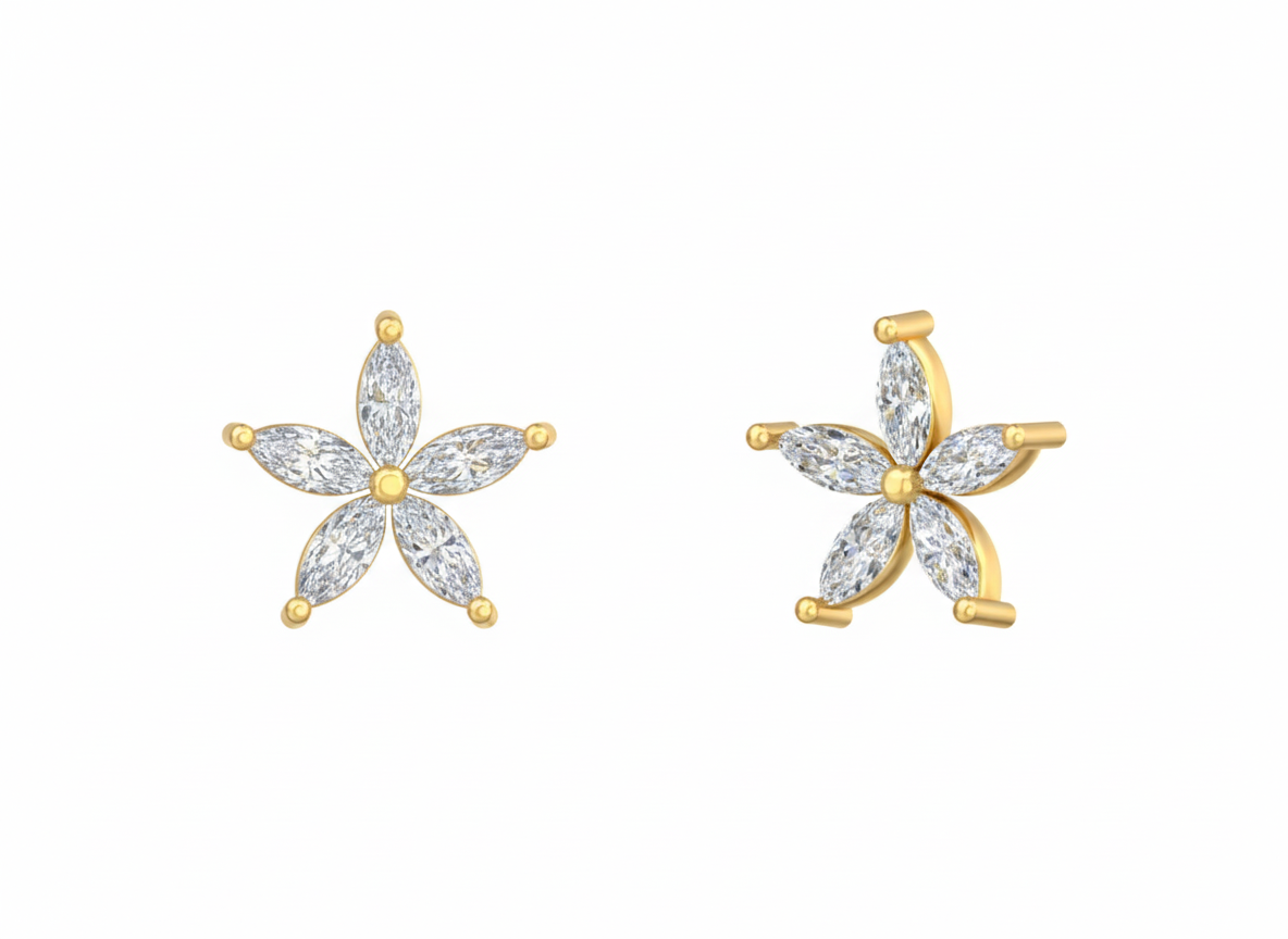 Yellow Gold Diamond Earring | under 40k