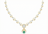 14K Gold & Diamond Gemstone Necklace Set KRB44081NG