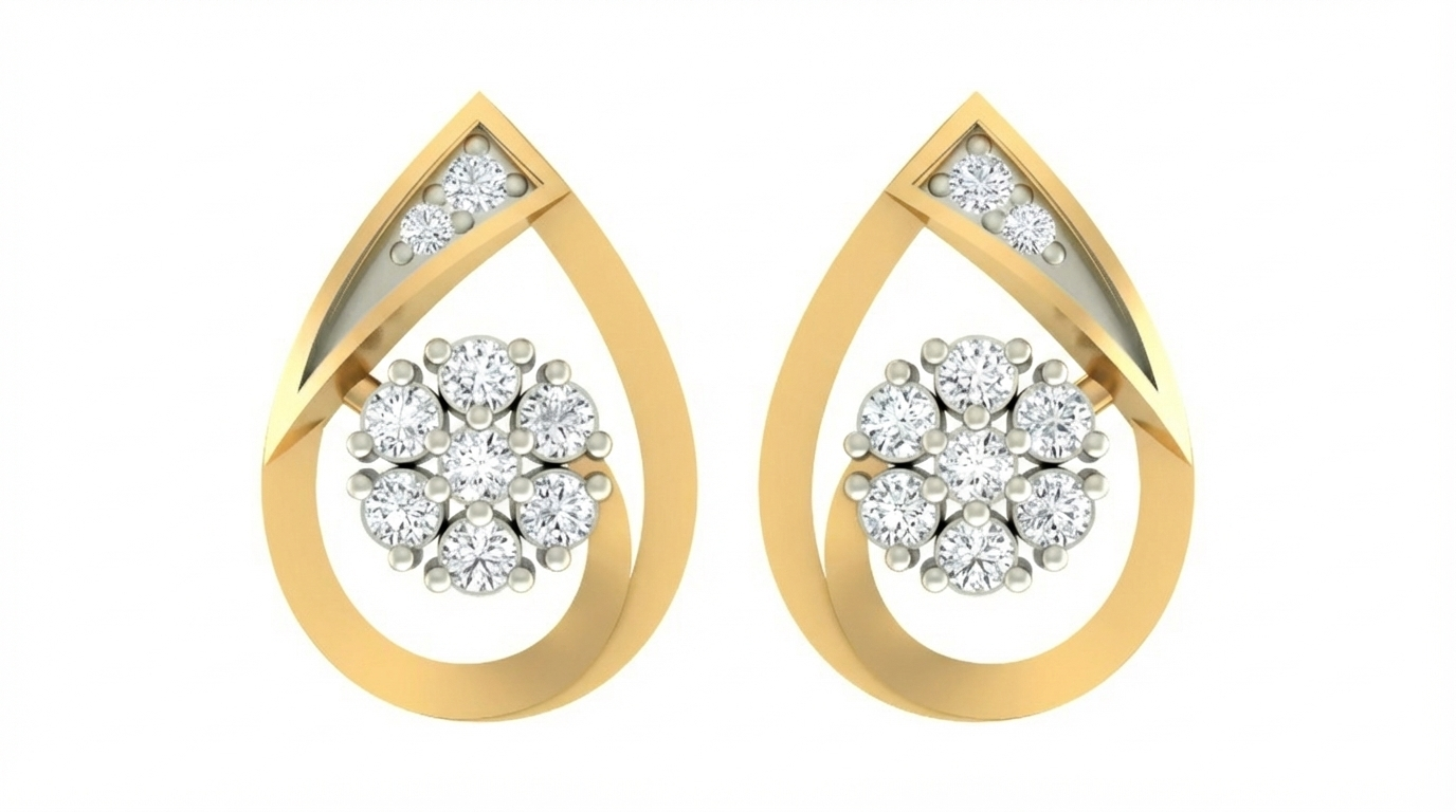 Yellow Gold Diamond Earring | under 40k