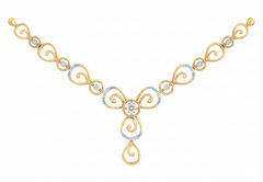 14K Gold & Diamond Women Dailywear Necklace Set KRB44059N