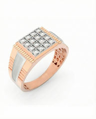 18K Gold & Diamond Square Ring For Men KRC60125