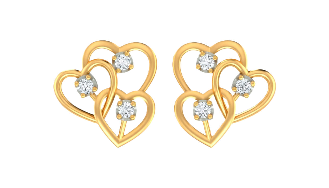 Heart Yellow Gold Diamond Earring | under 40k