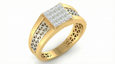 18K Gold & Diamond Square Ring For Men KRA60222
