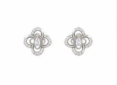Floral White Gold Diamond Earring | under 40k