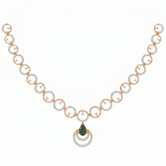 14K Gold & Diamond Gemstone Necklace Set KRH44048N
