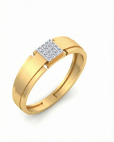 18K Gold & Diamond Square Band Ring For Men KSK233