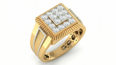 18K Gold & Diamond Square Ring For Men KRA60215