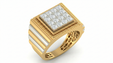18K Gold & Diamond Square Ring For Men KRA60191