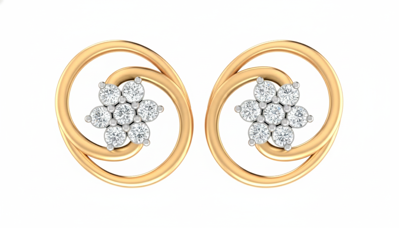 Yellow Gold Diamond Earring | under 40k
