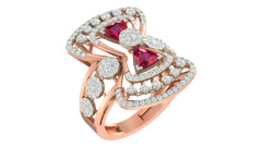 18K Gold & Diamond Gemstone Ring For Women KRA10037