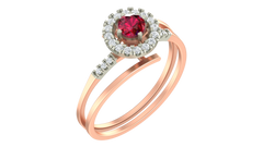 18K Gold & Diamond Gemstone Ring For Women KRA10549