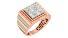 18K Gold & Diamond Square Ring For Men KRA60191