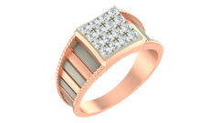 18K Gold & Diamond Square Ring For Men KRA60195