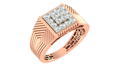 18K Gold & Diamond Square Ring For Men KRA60203