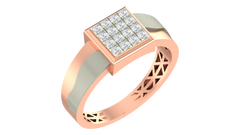 18K Gold & Diamond Square Ring For Men KRA60204