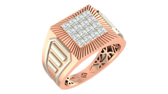 18K Gold & Diamond Square Ring For Men KRA60220