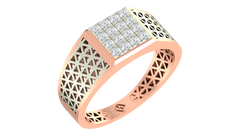 18K Gold & Diamond Square Ring For Men KRA60221