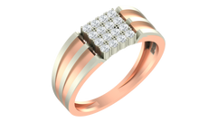 18K Gold & Diamond Square Ring For Men KRA60271