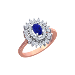18K Gold & Diamond Gemstone Ring For Women KRB10336