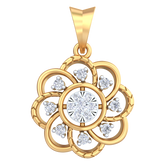 18K Gold & Diamond Floral Pendant Set KRB40060P