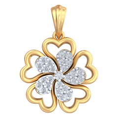 18K Gold & Diamond Floral Pendant Set KRB40062P