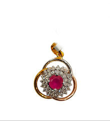 18K Gold & Diamond Floral Pendant Set KRB40206P