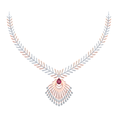 14K Gold & Diamond Gemstone Necklace Set KRB44186NR