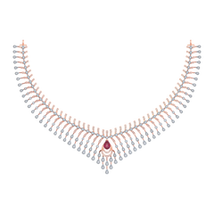 14K Gold & Diamond Gemstone Necklace Set KRB44187NR