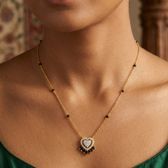 Gold & Diamond Heart Mangalsutra For Women KRC50167