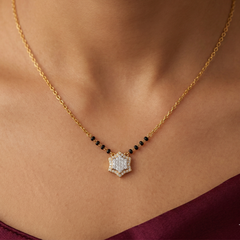Gold & Diamond Floral Beaded Mangalsutra For Women KRC50169