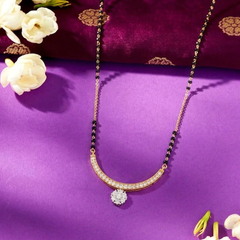 Gold & Diamond Floral Mangalsutra For Women KRC50172