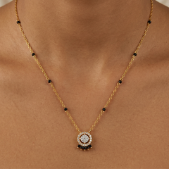 Gold & Diamond Beaded Mangalsutra For Women KRC50173