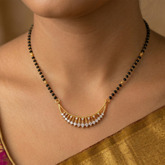 Gold & Diamond Floral Mangalsutra For Women KRC50179