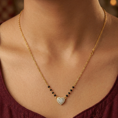 Gold & Diamond Heart Mangalsutra For Women KRC50181
