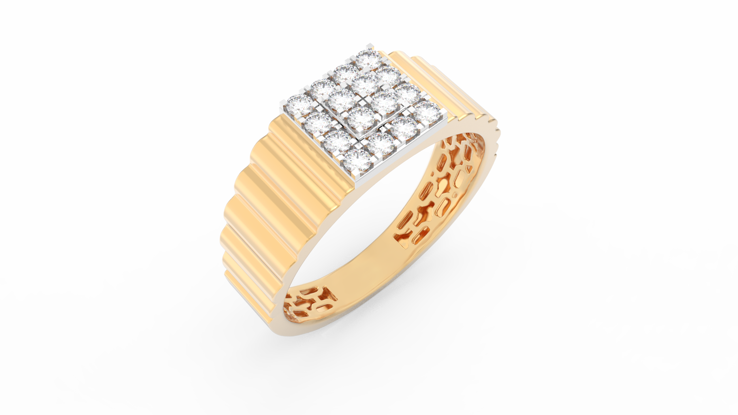 18K Gold Diamond Ring For Men KRC60123 - Main Image