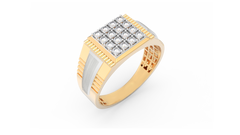 18K Gold & Diamond Square Ring For Men KRC60125