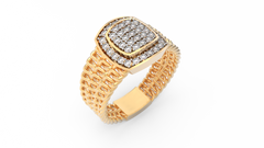 18K Gold & Diamond Band Ring For Men KRC60130