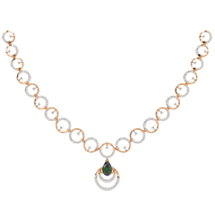 14K Gold & Diamond Gemstone Necklace Set KRH44048N