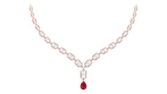 14K Gold & Diamond Gemstone Necklace Set KRH44131NR