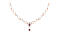 14K Gold & Diamond Gemstone Necklace Set KRI44002NR-A