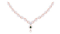 14K Gold & Diamond Gemstone Necklace Set KRI44010NG