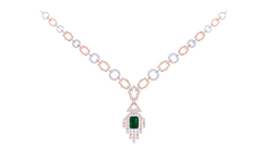14K Gold & Diamond Gemstone Necklace Set KRI44016NG