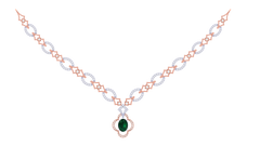 14K Gold & Diamond Gemstone Necklace Set KRI44017NR