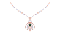 14K Gold & Diamond Gemstone Necklace Set KRI44022NG