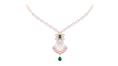 14K Gold & Diamond Gemstone Necklace Set KRI44023NR