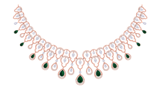 14K Gold & Diamond Gemstone Necklace Set KRI44029NR