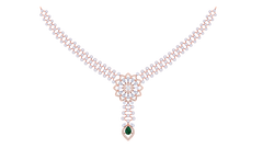 14K Gold & Diamond Gemstone Necklace Set KRI44030NG